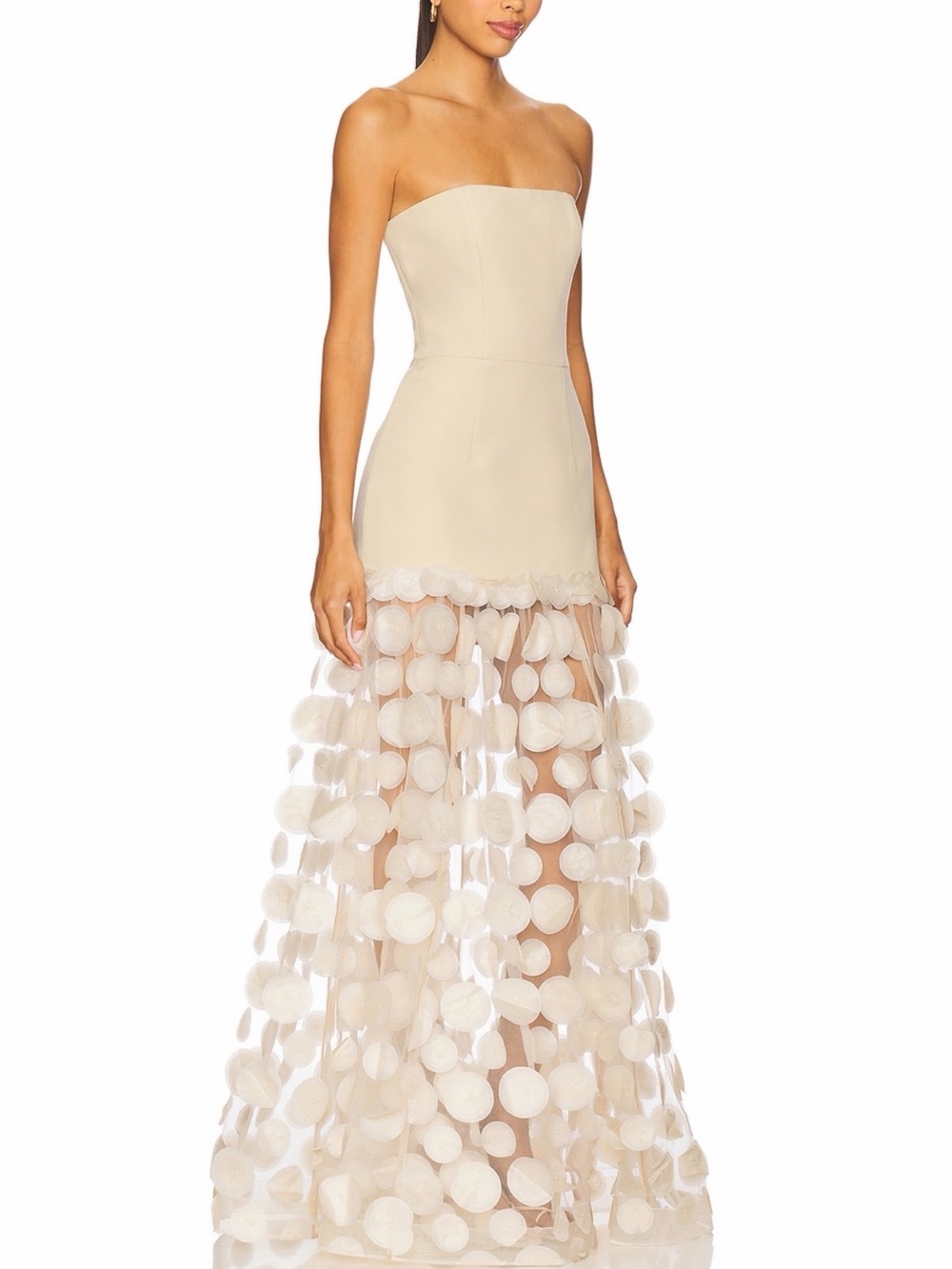 Bronx and Banco Strapless Ivory Maxi Dress with Circular Appliqués - Picture 2 of 3